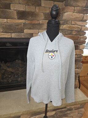 WEAR Hooded Crewneck Sweater in Light Gray Steelers womans Size Lg